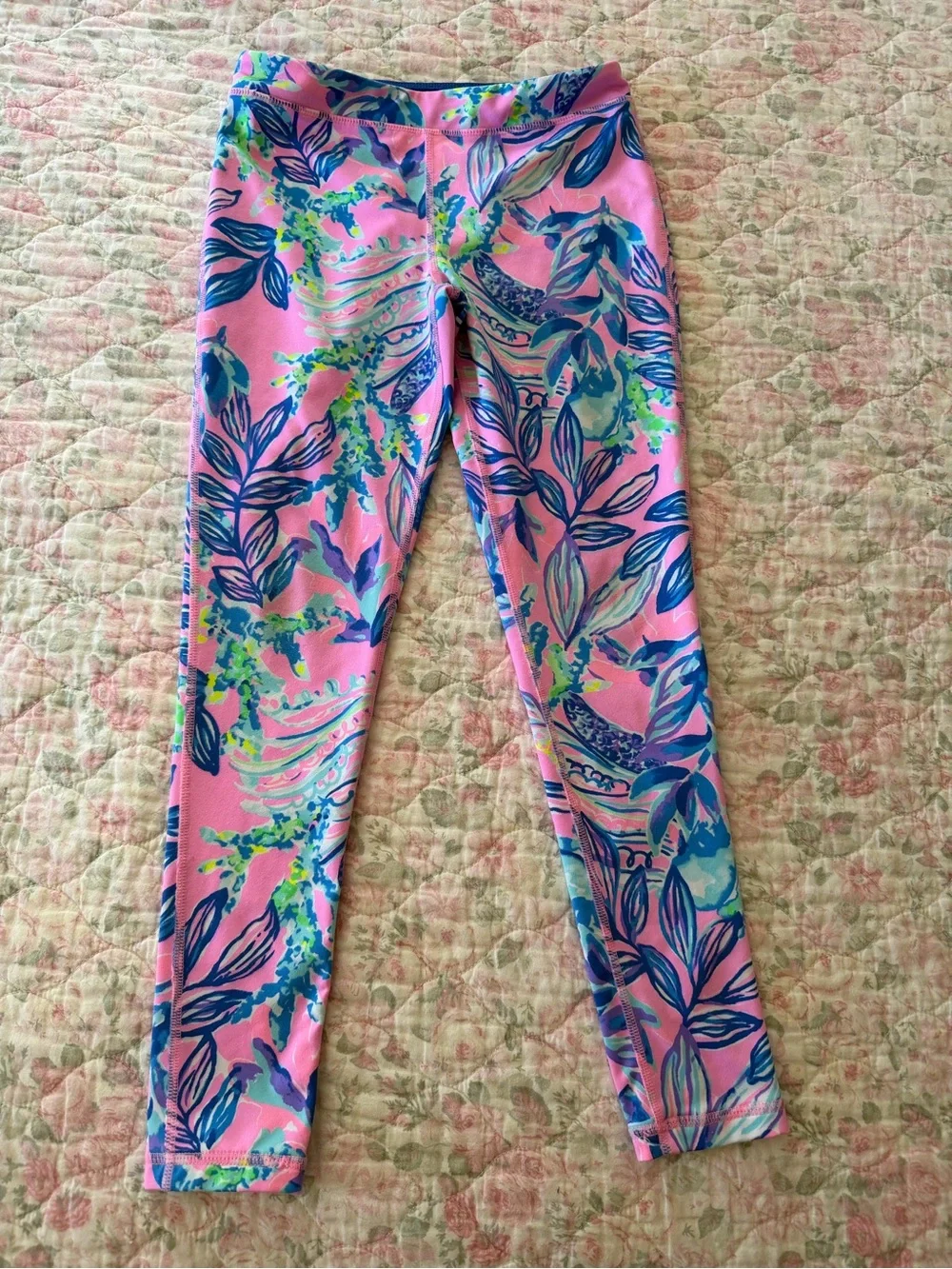 Lilly Pulitzer Pink Floral Print Kids Leggings
